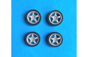 Wheels + tires – Enkei ( 5 spoke tarmac ) / 4 pcs for Lancer EVO III,IV,V,VI (Hasegawa) 1/24